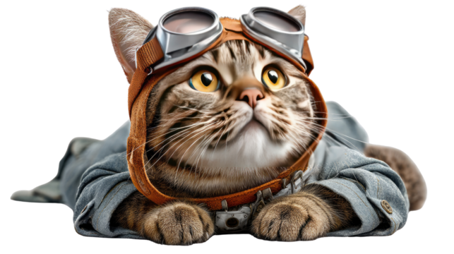 Aviation Cat: A whimsical cat in a aviator gear, capturing its charming personality. 