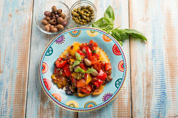 peperonata with olives capers traditional italian recipe