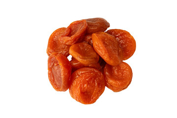Dried apricots isolated on white background.