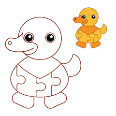 A charming duck puzzle with colorful, interlocking pieces that fit perfectly to reveal a playful duck, making it fun and engaging for all ages to complete.
