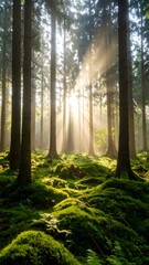 Obraz premium Magical Morning Light in Lush Forest