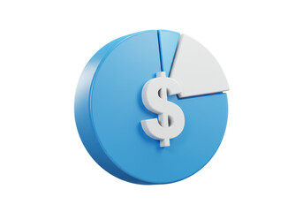 Isolated Blue Pie Chart with a White Dollar Sign Representing Financial Distribution