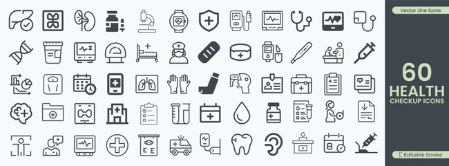 Health checkup medical symbols icon vector