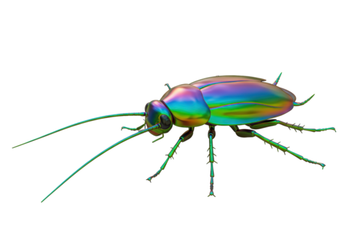 Isolated Iridescent and Colorful Cockroach Insect with Metallic Sheen