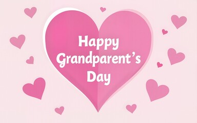A pink heart with the text  Happy Grandparents Day  and small hearts. High quality