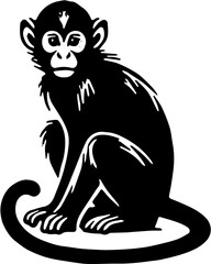 Black silhouette of a monkey sitting primate animal