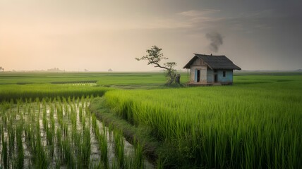 rural landscape with house