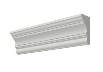 Isolated White Decorative Crown Molding Architectural Element