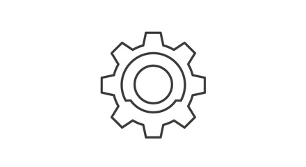 Obraz premium A minimalist black line art icon of a single gear or cogwheel, symbolizing settings, mechanics, and industry.