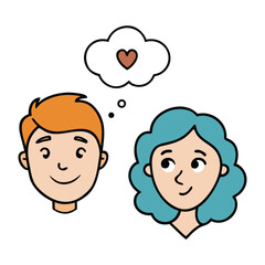 Silhouettes of a woman and man’s heads gently facing each other, symbolizing deep connection, unity, and romantic love between a couple. A timeless emblem of affection.
