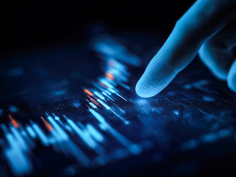 Digital data analysis with futuristic touchscreen interface - Powered by Adobe