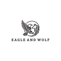 Fototapeta premium Eagle and wolf logo vector icon illustration style