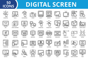 Digital screen icon set collection vector illustration