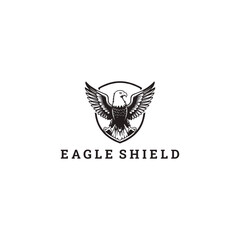 Obraz premium Eagle shield logo vector icon illustration style