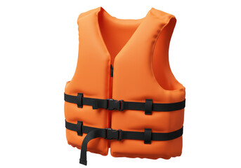 Isolated Bright Orange Life Vest, Essential Equipment for Water Safety and Recreational Activities