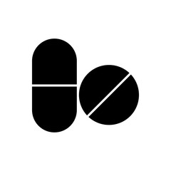 Flat Vector Medicine Capsule and Tablet Icon for Healthcare and Pharmacy Use