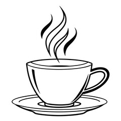 Illustration of a cup of hot coffee with steam isolated on white background