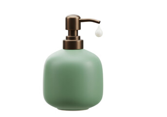 Isolated Green Pump Bottle Dispensing Lotion Drop