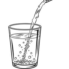 Illustration of water being poured into a glass isolated on white background
