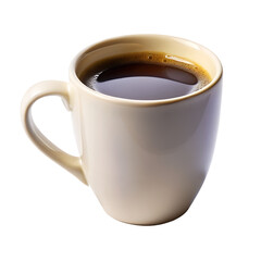 Fototapeta premium Ceramic Coffee Mug Filled with Dark Brewed Coffee on Transparent Background