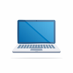 Silver portable laptop computer with a blank screen isolated on a white background