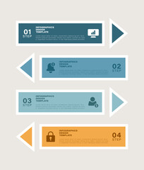 Arrows vertical infographic template. Four steps process business infographic layout, data visualization.