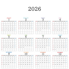 2026年カレンダー、UDデザイン