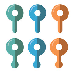 GPS Location Pin Vector Icon Set – Map Marker, Navigation, and Destination Symbols in Teal, Blue, and Orange