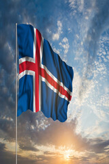 Waving National flag of Iceland