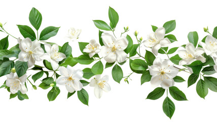 Elegant white flower lush green on transparent background