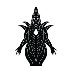 Corn Deity with Glowing Turquoise Bead Outline