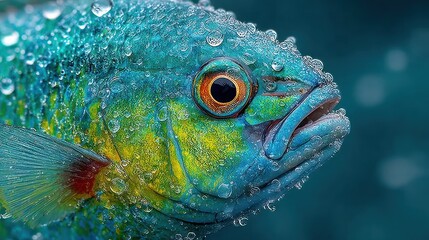Close-up of vibrant tropical fish head