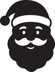 Silhouette vector of Santa Claus face with hat and beard, perfect for Christmas, holiday cards, and festive designs.