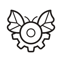 Outline icon of butterfly wings integrated with gears