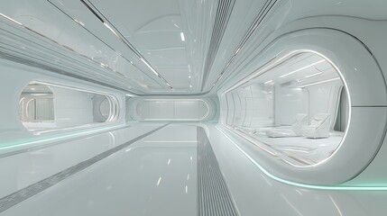 Obraz premium Futuristic White Interior with Curved Lines and Minimalist Design Elements