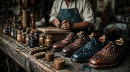 A Shoemaker Working In His Workshop  Dark Lighting, MSME Business Concept