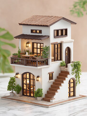 Whimsical Two-Story Miniature House Design