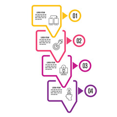  4 Step Infographic Design & Marketing Icons.
