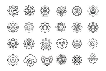 Gear Icon Set - Technology, Industry, and Innovation Outline Icons
