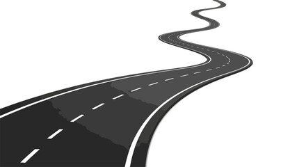Winding Road Vector Illustration – Curvy Highway Design on White Background

