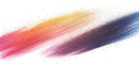 Multicolor Glittery Brush Texture Isolated on Transparent Background