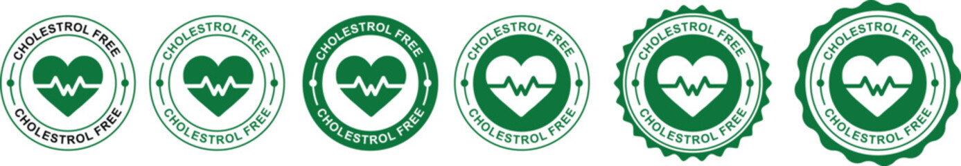Zero Cholesterol Icon Logo – Heart Healthy Product Label Design