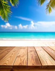 Fototapeta premium Wooden deck on tropical beach