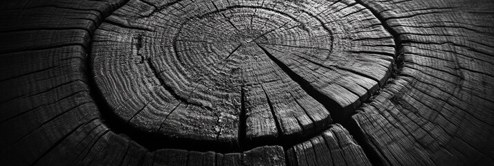 black burned wood with tree rings banner or header image