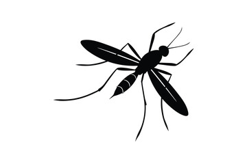 Silhouette design illustration of a mosquito with long legs and thin wings.eps