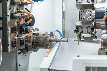 Steel metal automotive parts cutting machine process by CNC lathe or CNC turning machine.