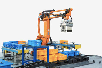 Controller of industrial robotic arm for performing, dispensing, material-handling and packaging...