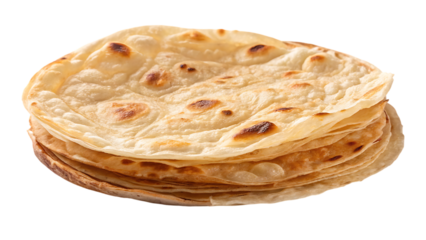 A stack of freshly made homemade roti flatbreads
