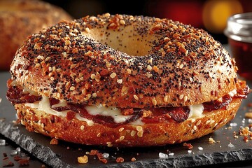Gourmet Bagel Sandwich: A Culinary Delight with Savory Layers