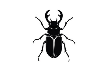 Silhouette design illustration of a stag beetle with large mandibles.eps